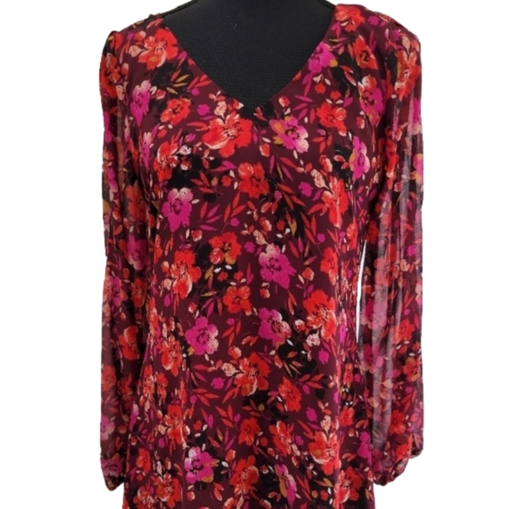 CANDIES V-Neck Sheath Dress With Long Open Sleeves Lined Size S